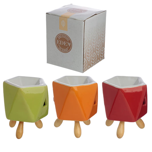 Eden Ceramic Oil Burner Geometric Shapes – Κεραμικός Καυστήρας με Ξύλινη Βάση