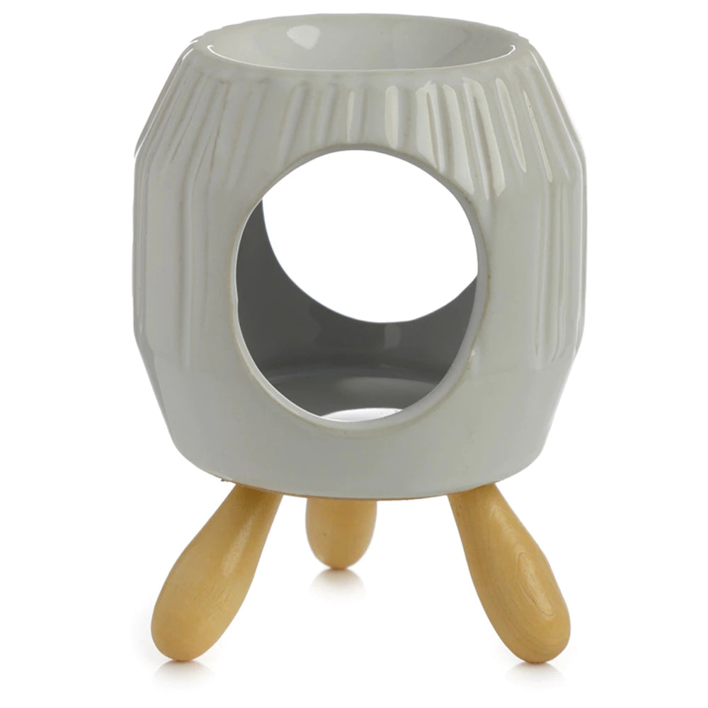 Eden Abstract White Ceramic Oil Burner – Κεραμικός Καυστήρας με Ανάγλυφες Λεπτομέρειες