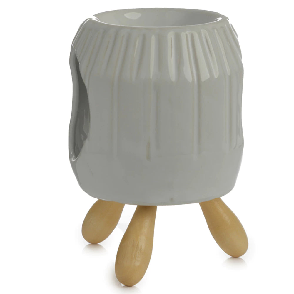 Eden Abstract White Ceramic Oil Burner – Κεραμικός Καυστήρας με Ανάγλυφες Λεπτομέρειες