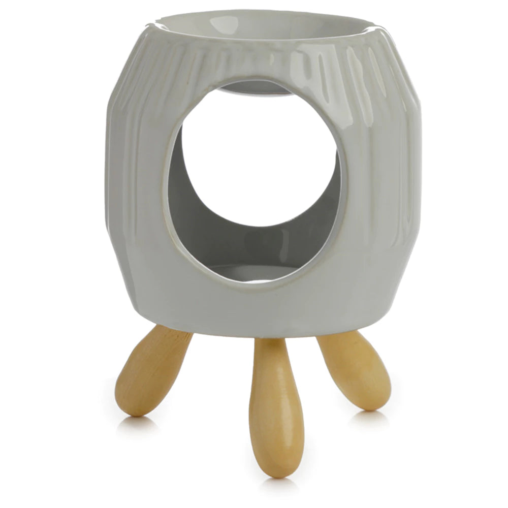 Eden Abstract White Ceramic Oil Burner – Κεραμικός Καυστήρας με Ανάγλυφες Λεπτομέρειες